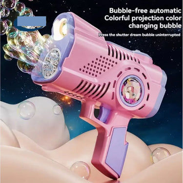 12 Holes Rechargeable Space Bubble Gun - Pink